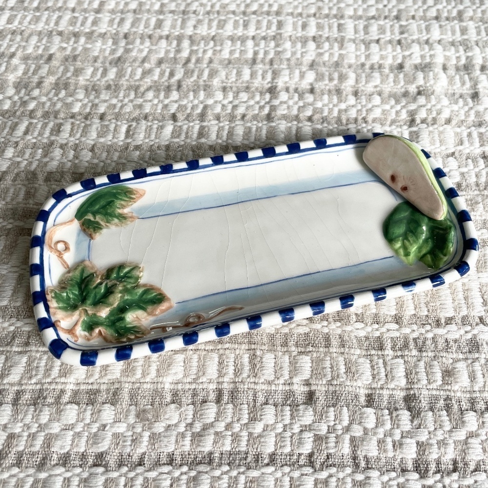 Vintage Bella Casa By Ganz 3D Fruit Butter Cheese Olive Dish Pear Design Italian